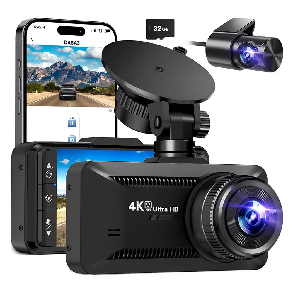 Kamera samochodowa 4K Pro – Nagrywanie w Ultra HD z podwójnym obiektywem przednim i tylnym, trybem nocnym oraz całodobowym monitoringiem